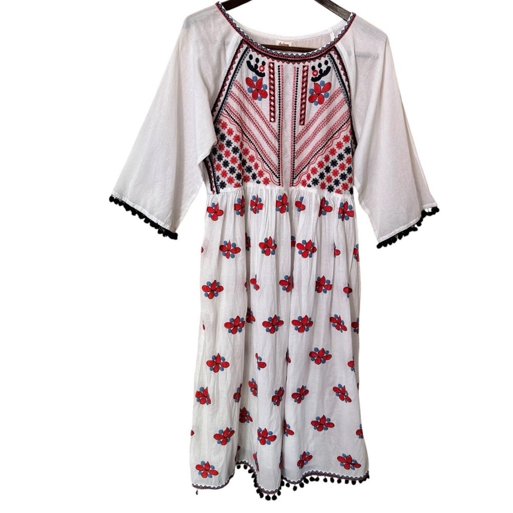 Dolma Embroidered Cotton Peasant Dress